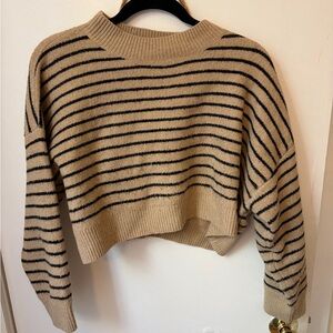 Striped Tan and Black Women's Sweater